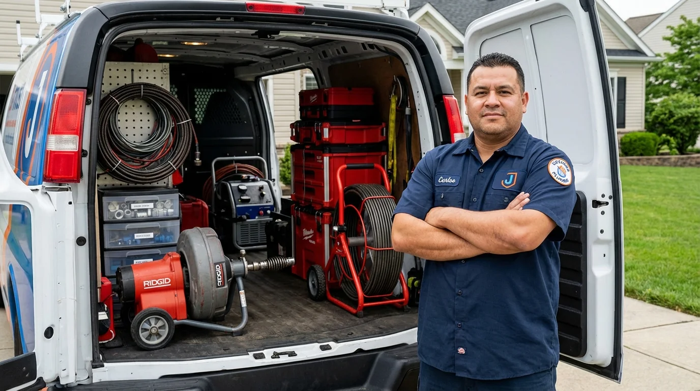 Professional drain cleaning equipment and Johns Plumbing LLC plumber in Pleasant Prairie