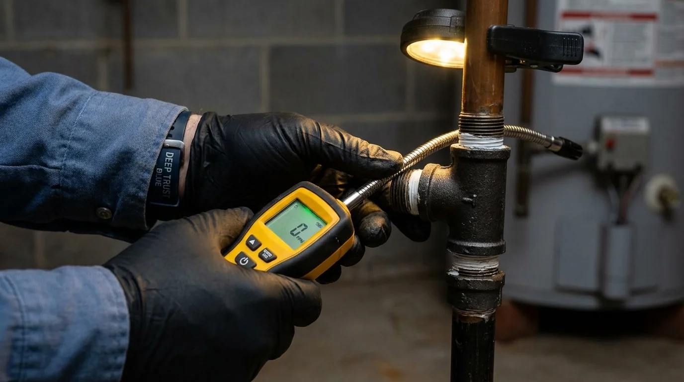 Gas leak detection with electronic sniffer by Johns Plumbing LLC in Pleasant Prairie