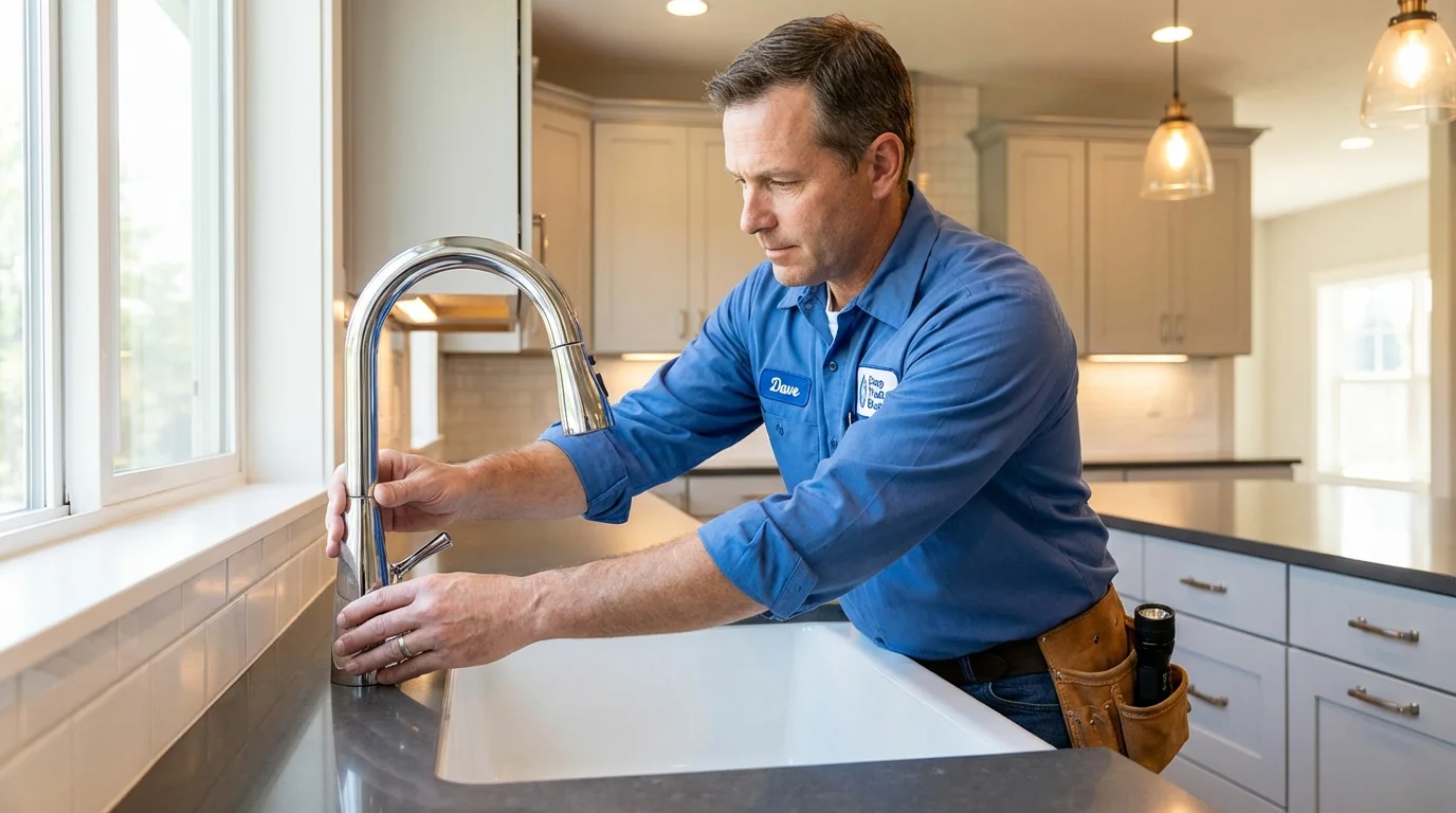 Kitchen faucet installation by Johns Plumbing LLC in Pleasant Prairie