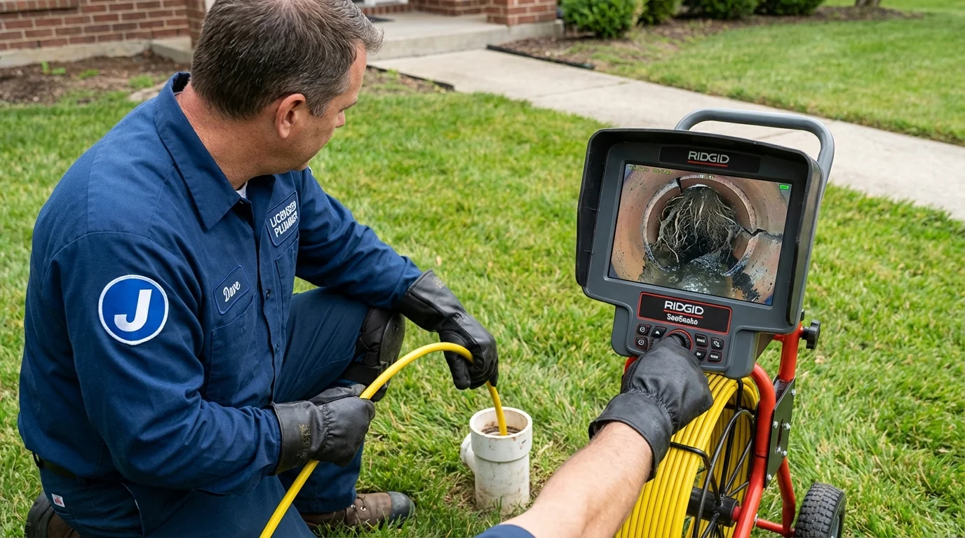 Sewer camera inspection being performed by Johns Plumbing LLC in Pleasant Prairie