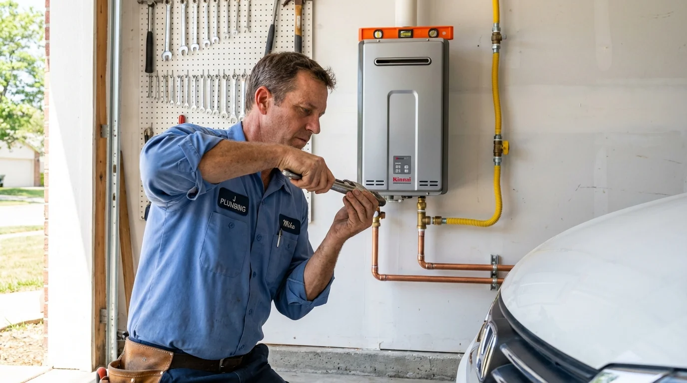 Tankless water heater installation by a Johns Plumbing LLC plumber in Pleasant Prairie